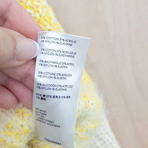 Free People Womens Sunbrite Sweater Size M Yellow Striped Cropped Oversized Cozy - Picture 6 of 6